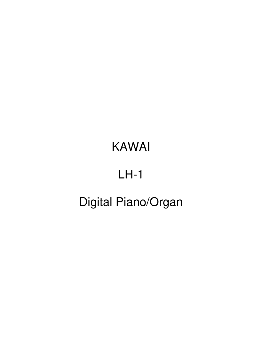 Kawai LH-1 manual Kawai 