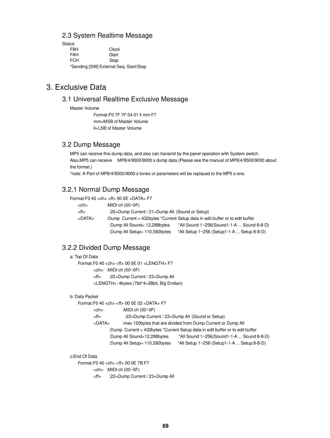 Kawai MP5 manual Exclusive Data 