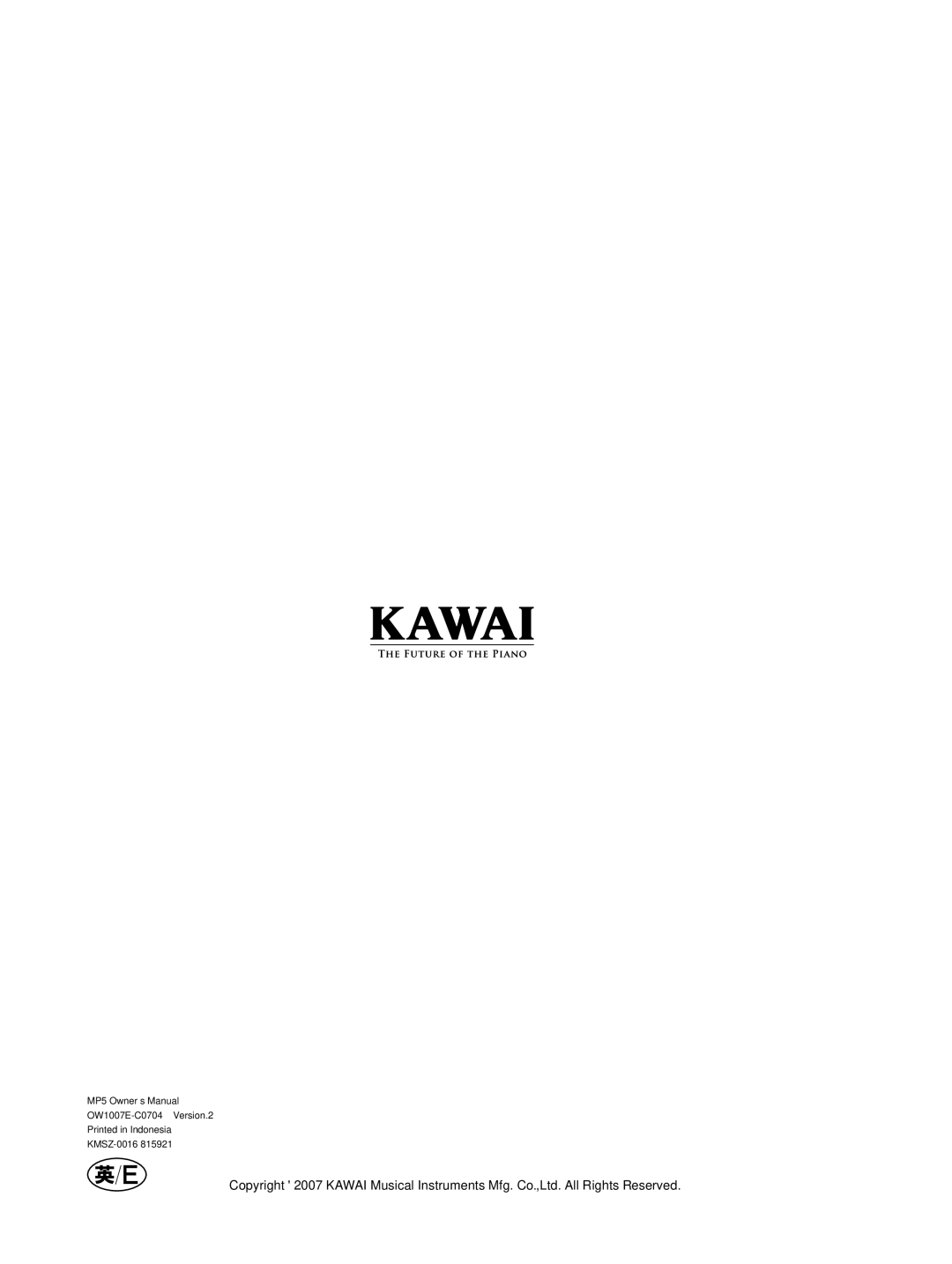 Kawai MP5 manual OW1007E-C0704 Version.2 KMSZ-0016 