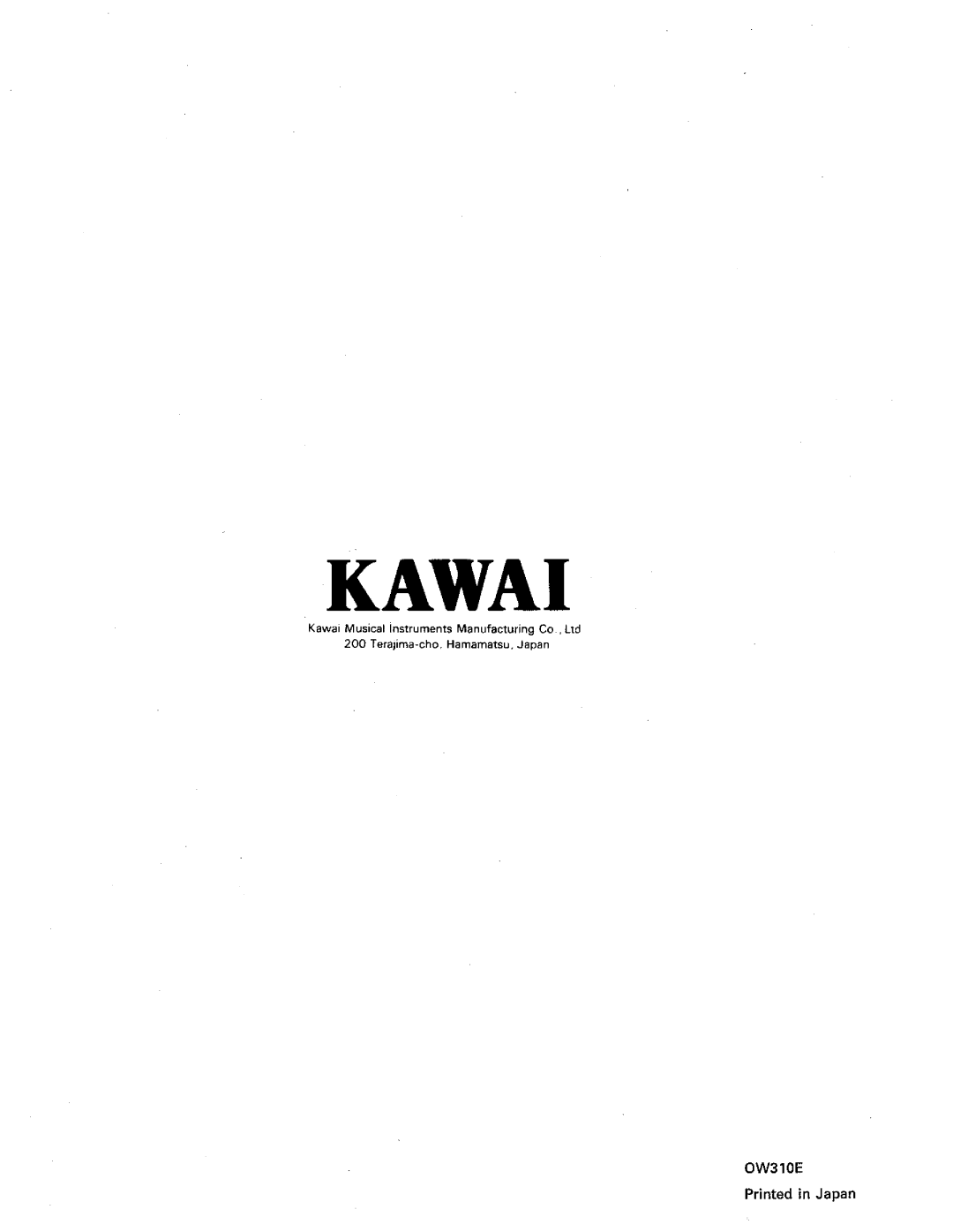 Kawai MS20 manual 