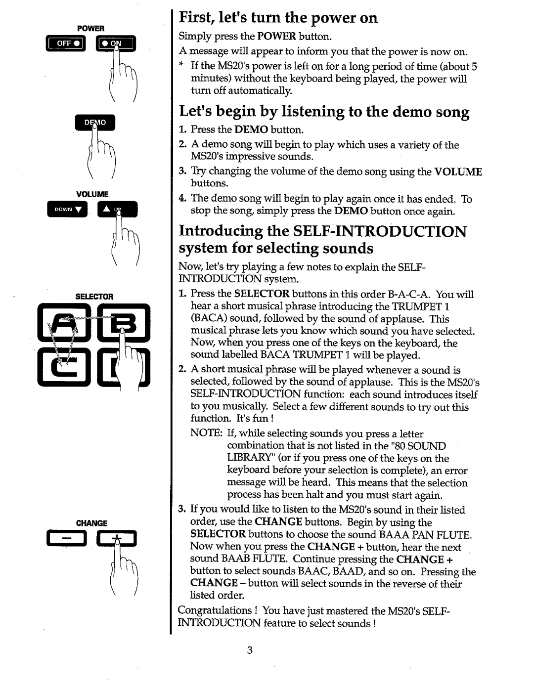 Kawai MS20 manual 