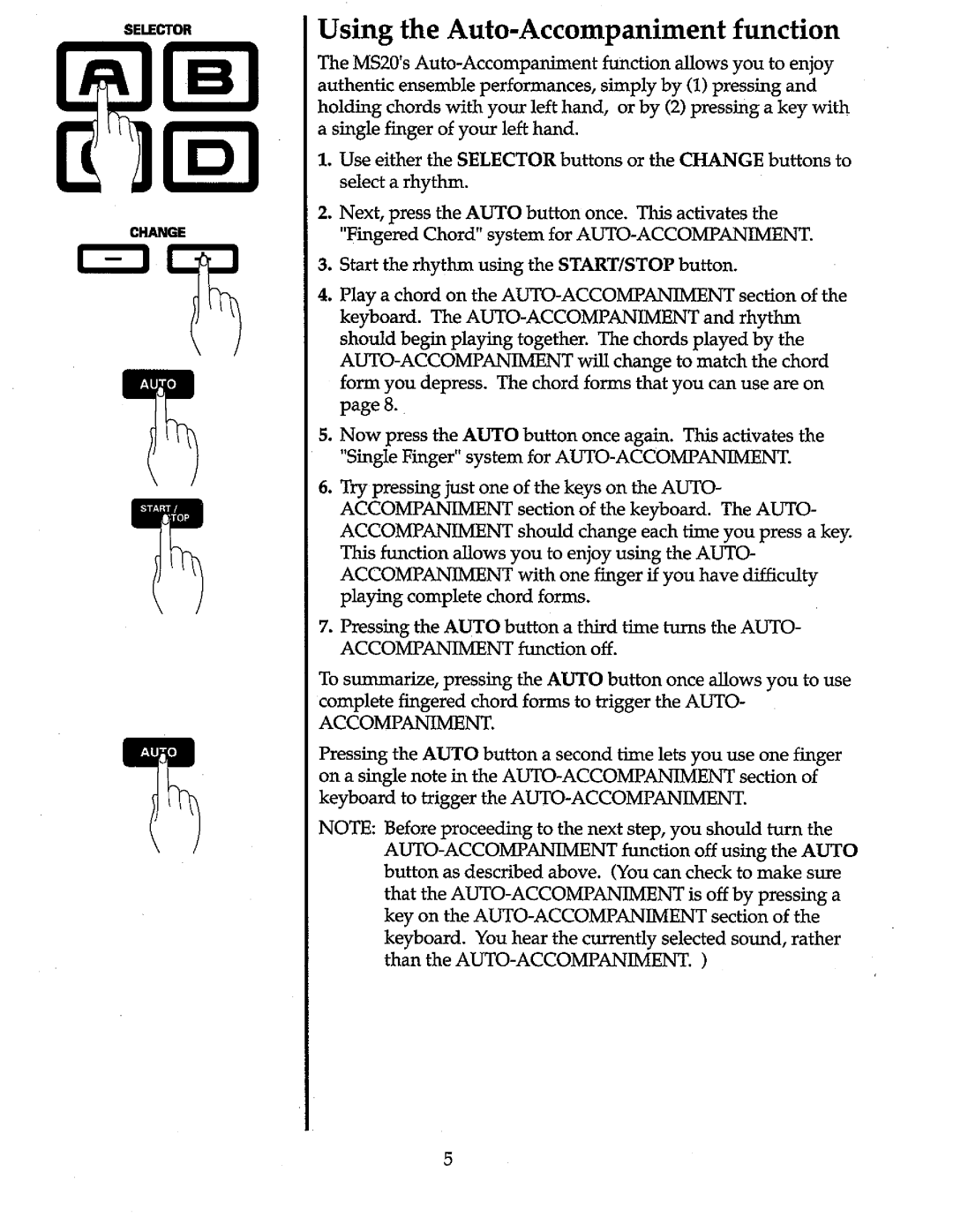 Kawai MS20 manual 