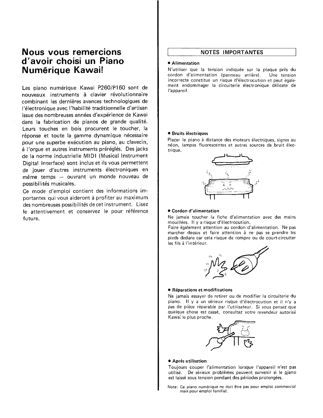 Kawai P160, P260 manual 