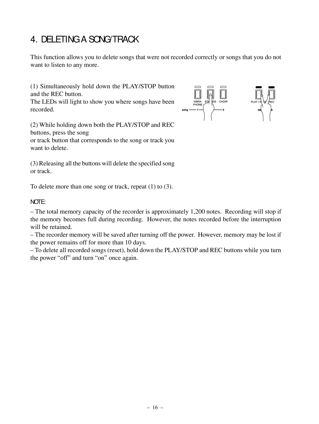 Kawai PN81 manual Deleting a SONG/TRACK 