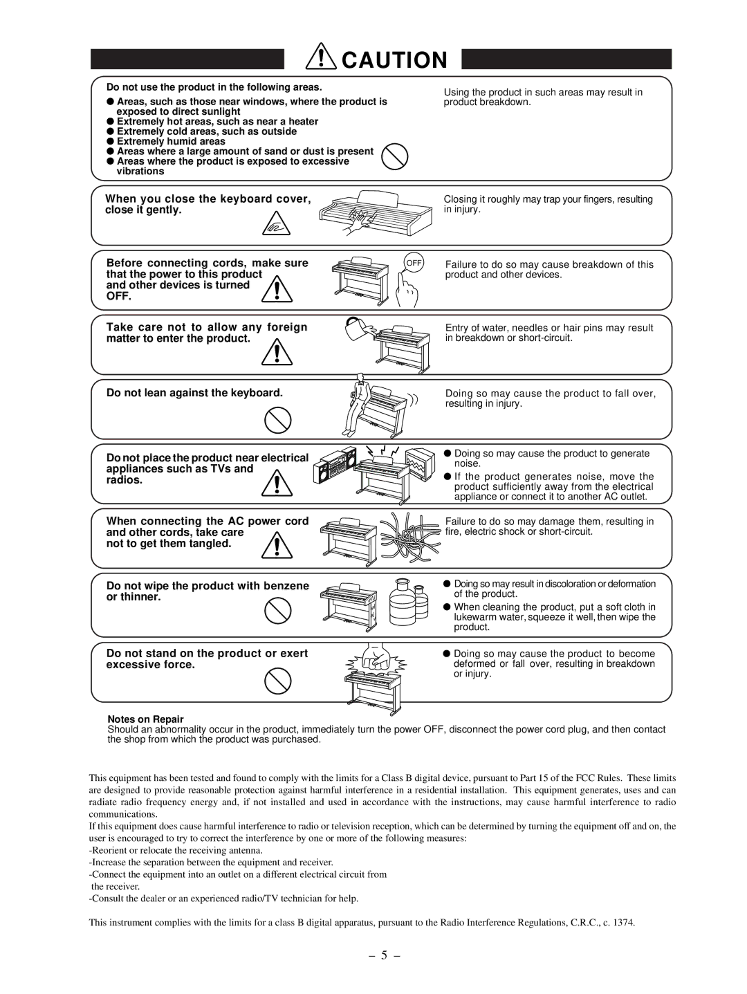 Kawai PN81 manual Failure to do so may cause breakdown of this 