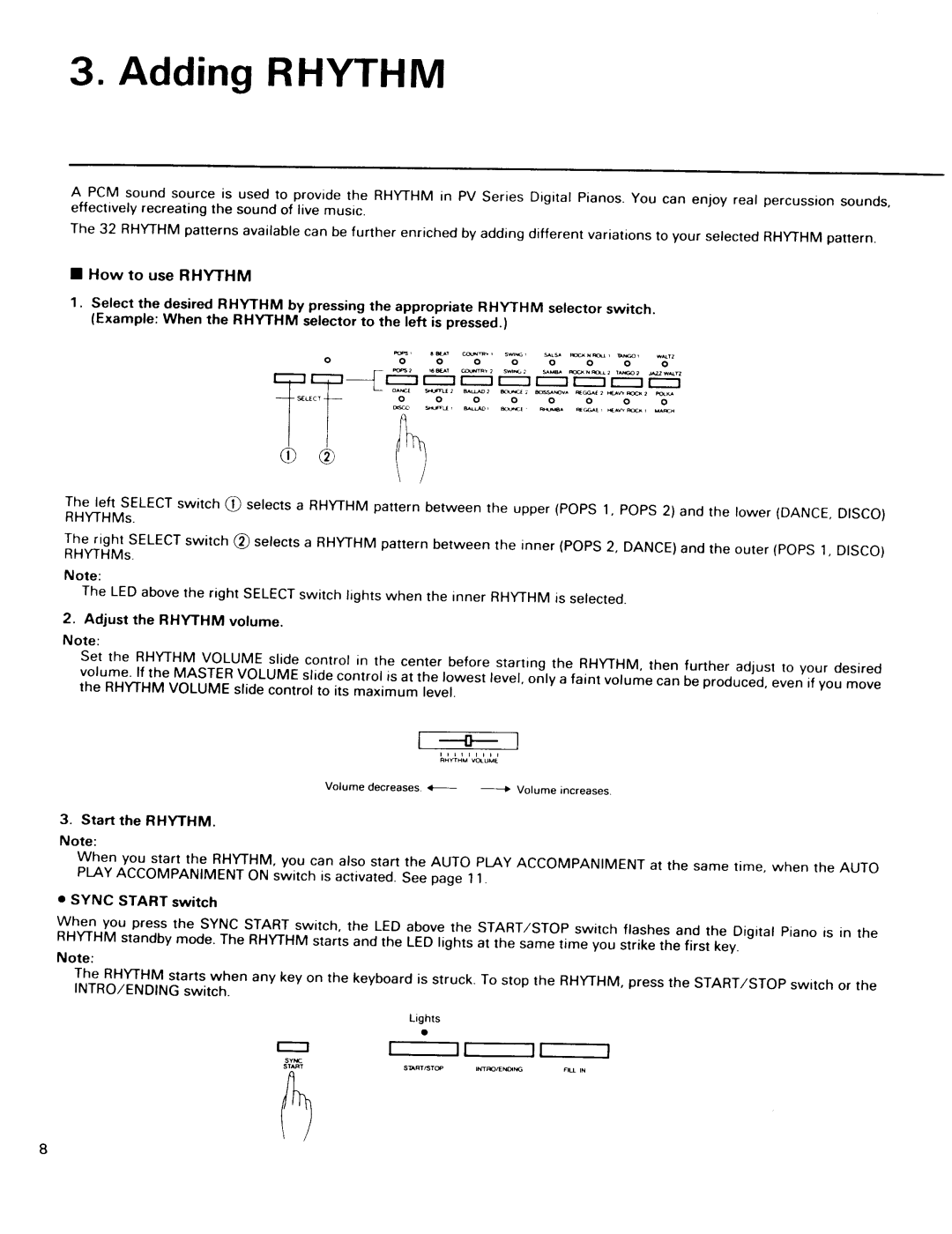 Kawai PV10, PV30 manual 