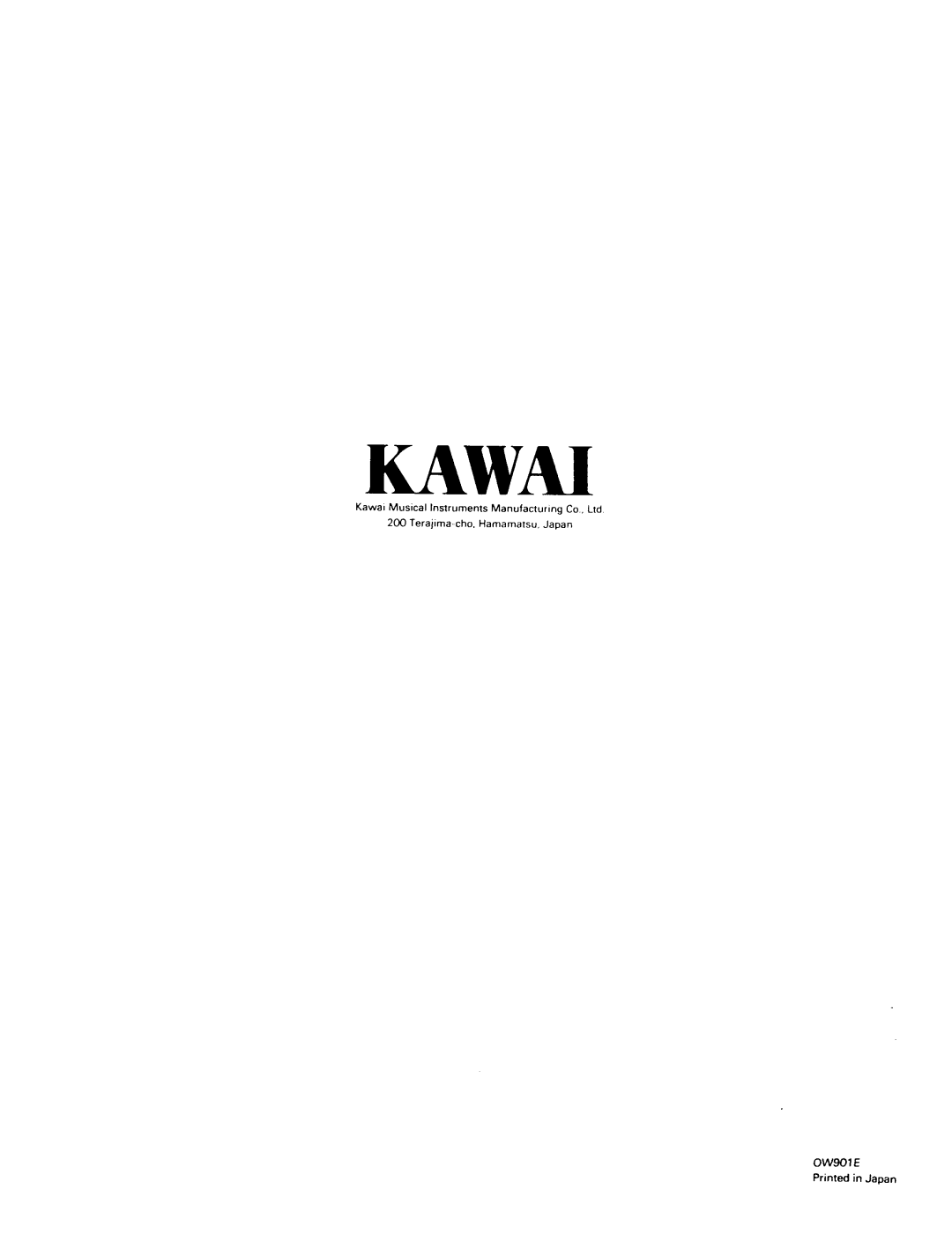 Kawai PV10, PV30 manual 