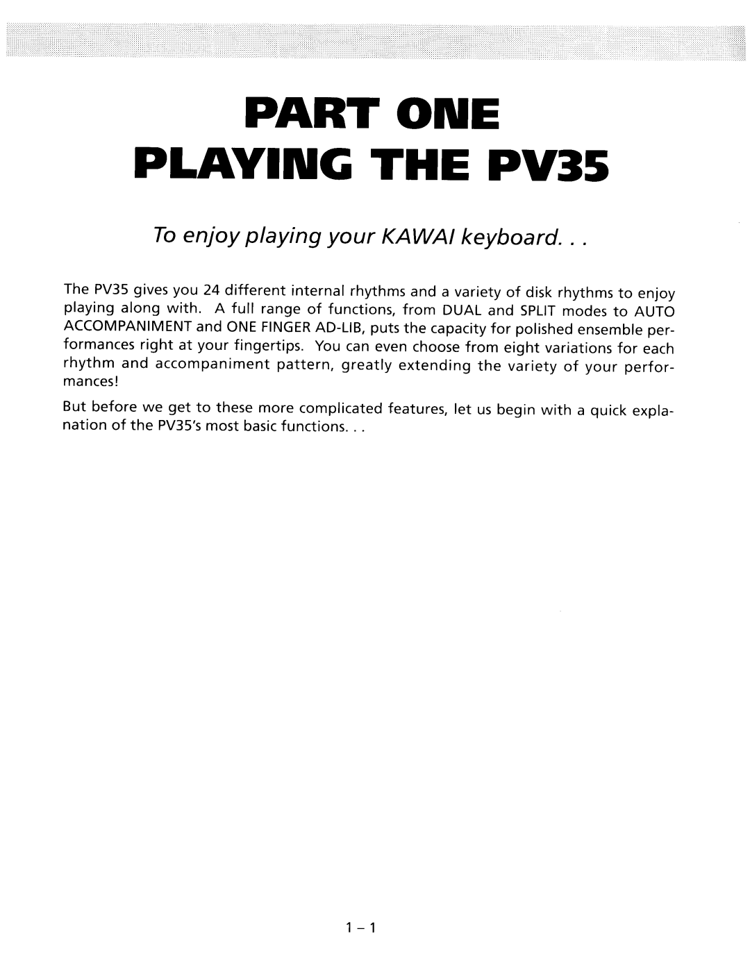 Kawai PV35 manual 