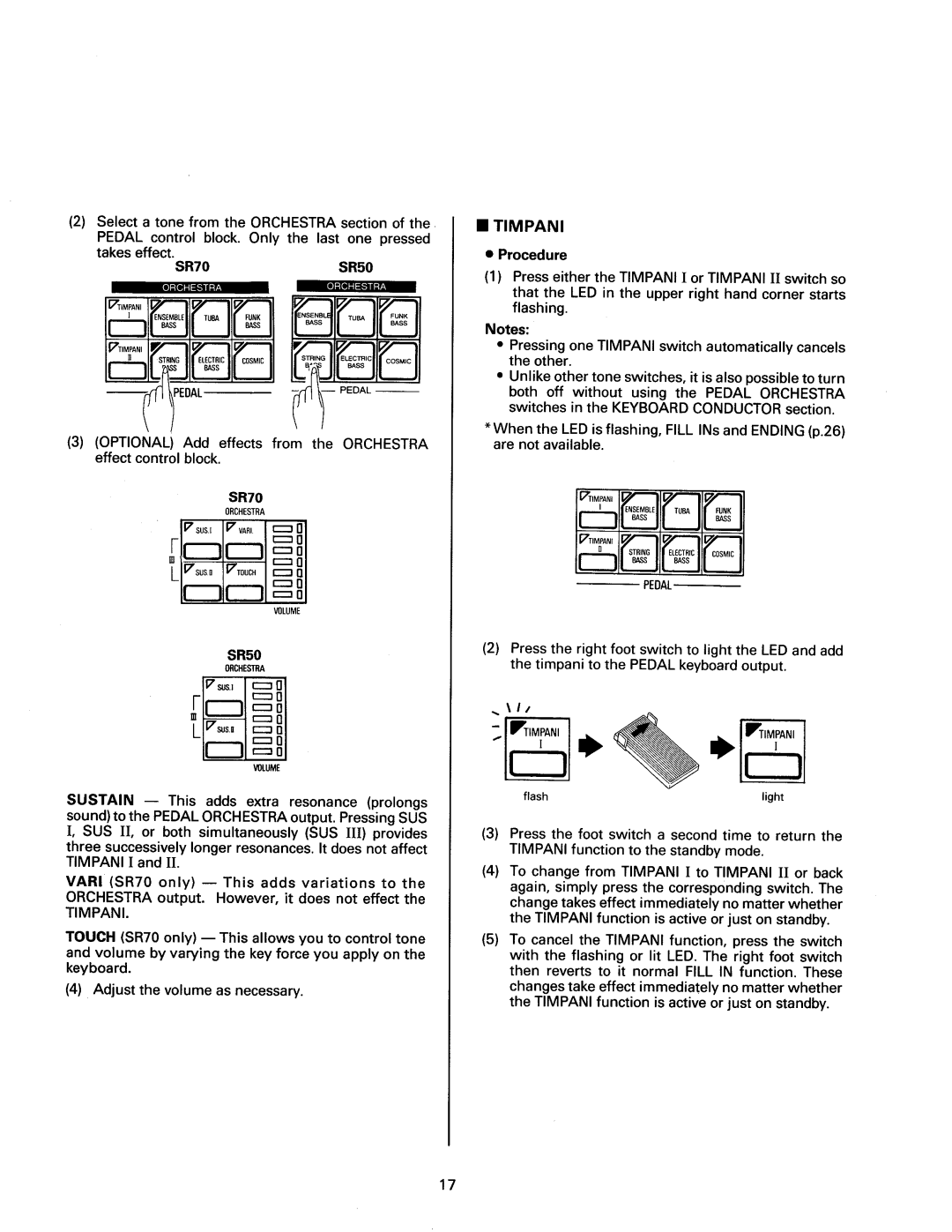 Kawai SR70, SR50 manual 