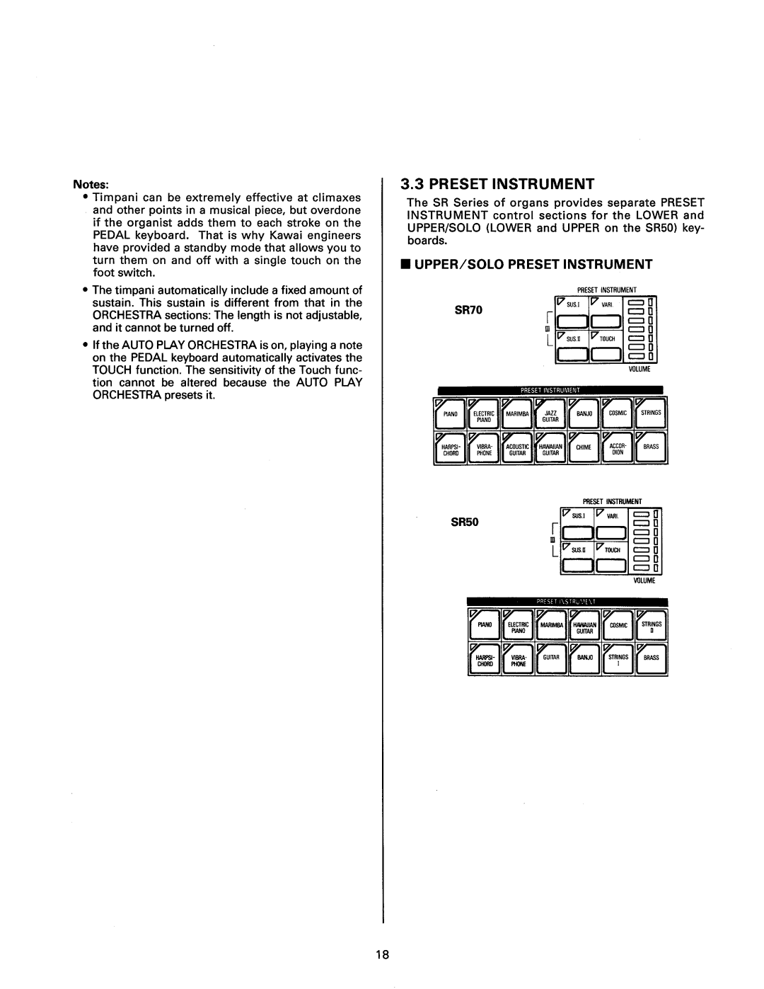 Kawai SR50, SR70 manual 