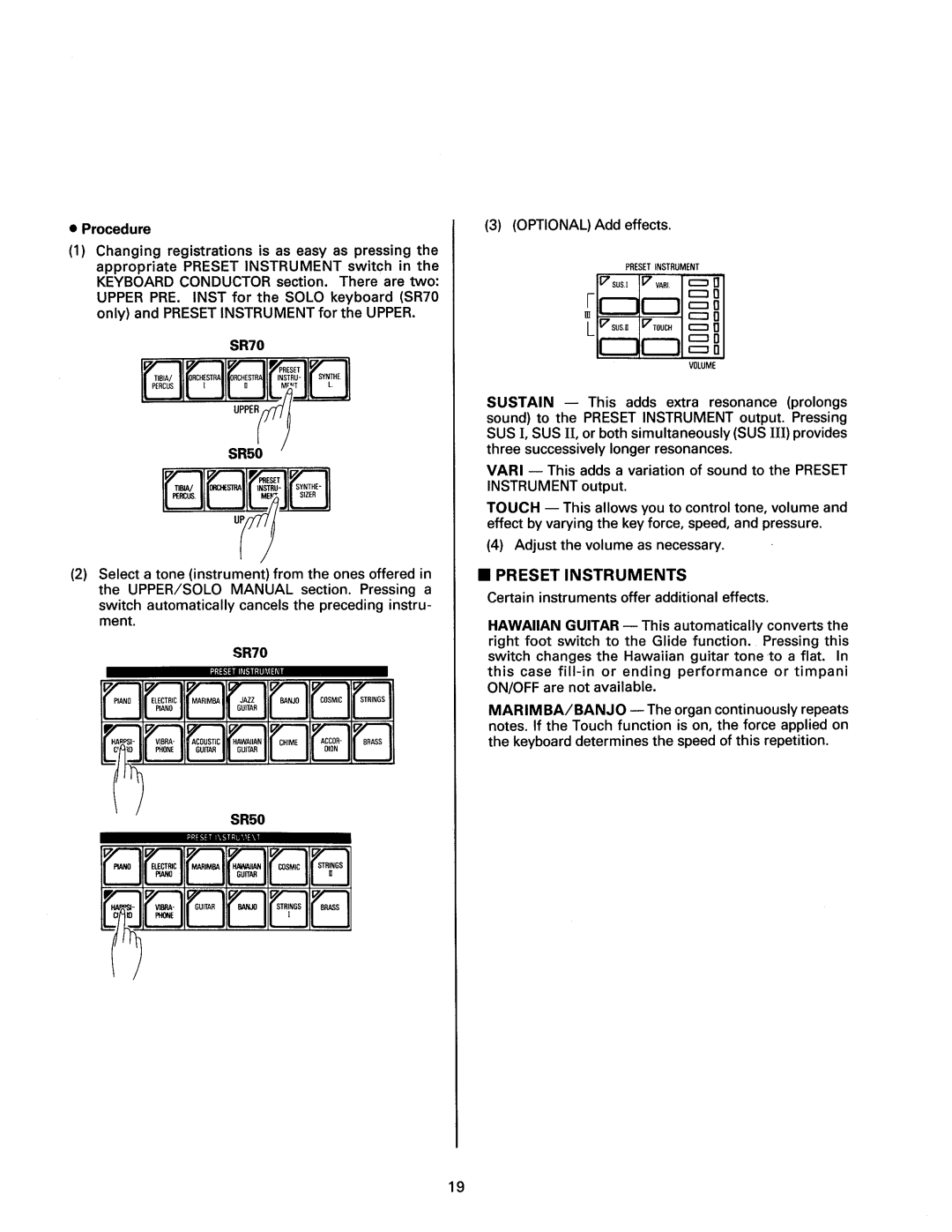 Kawai SR70, SR50 manual 