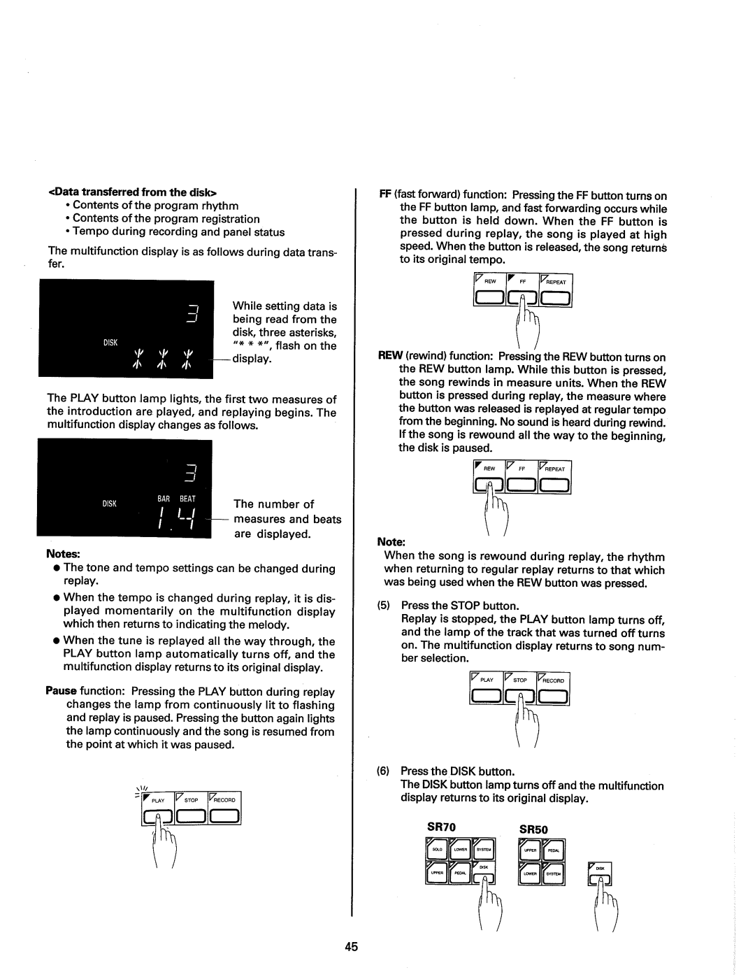 Kawai SR70, SR50 manual 