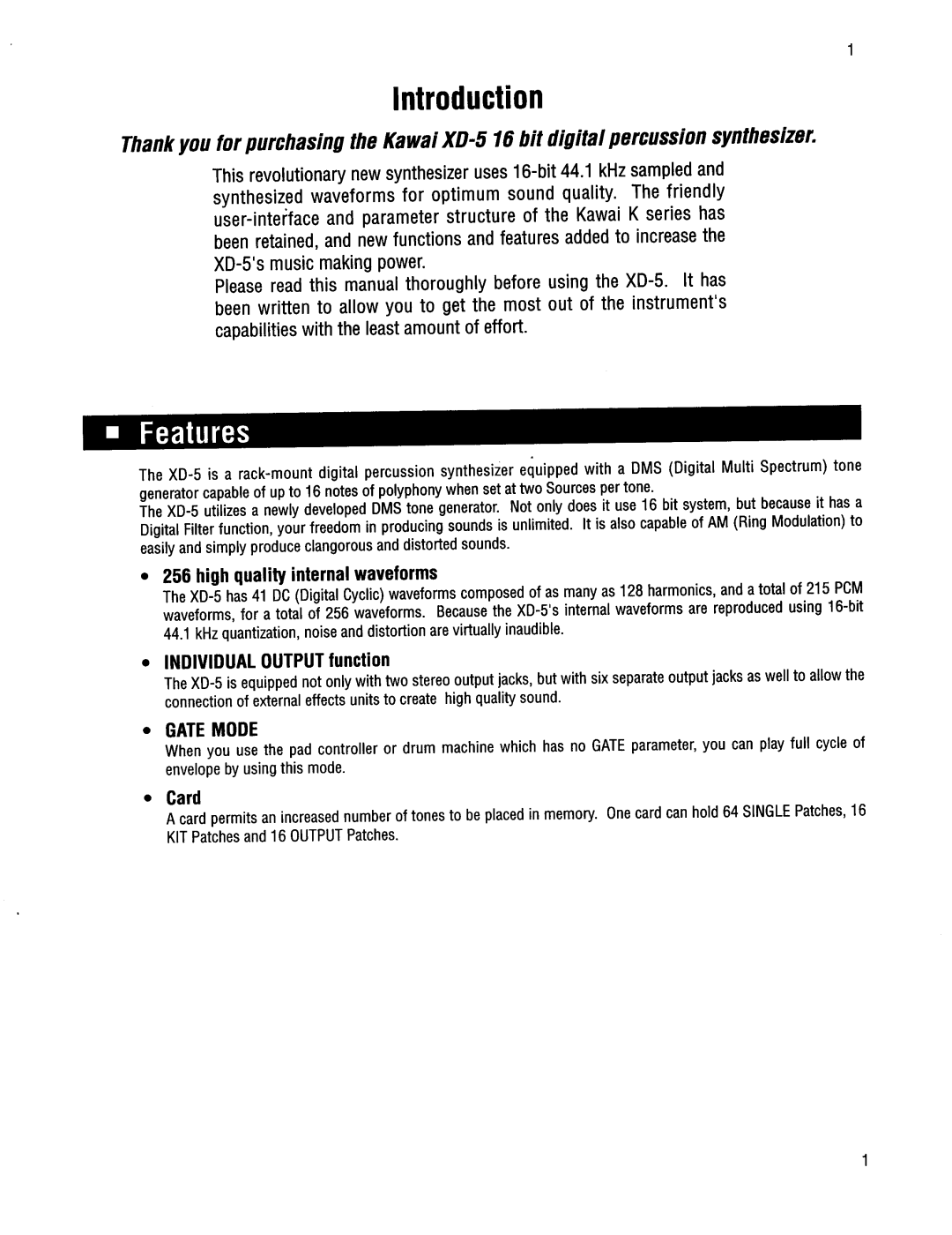 Kawai XD-5 manual 