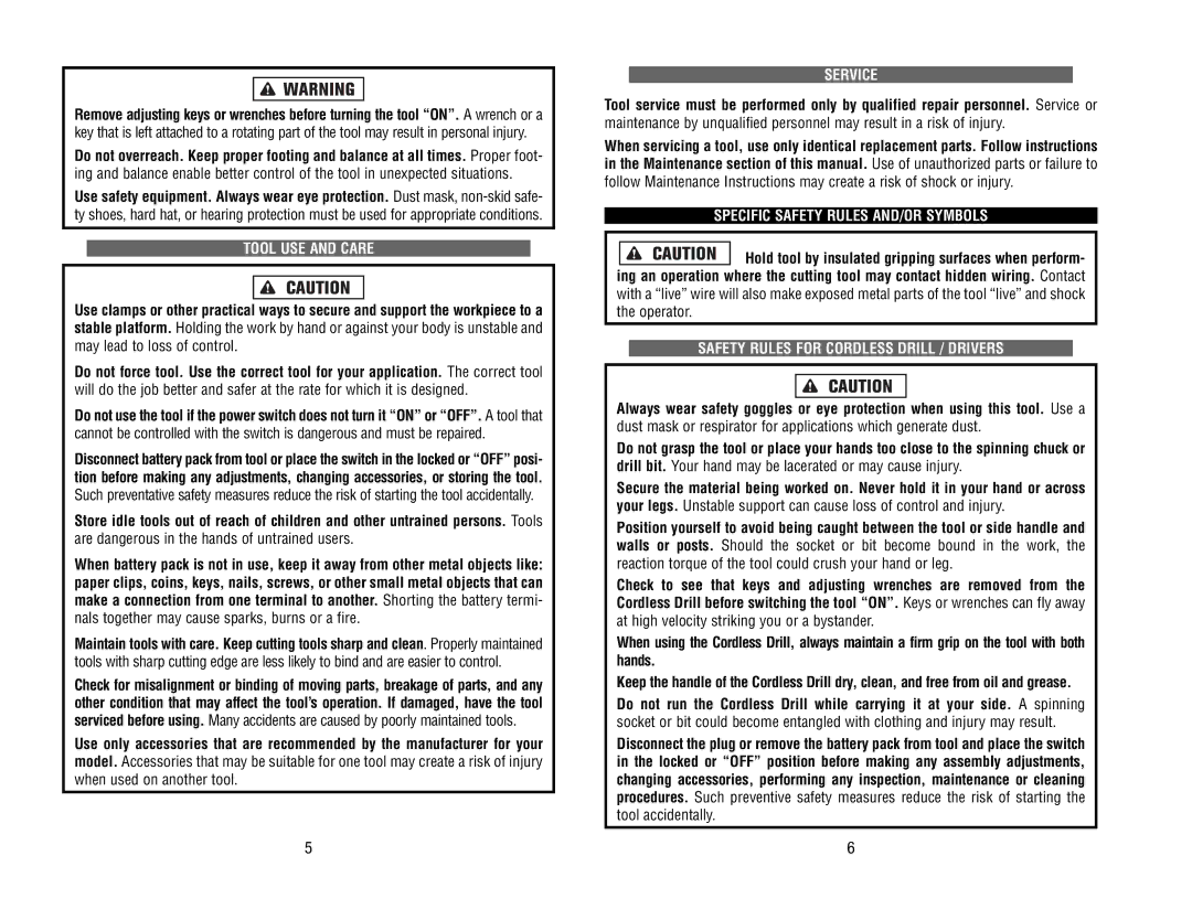 Kawasaki 690551-1HR instruction manual Tool USE and Care, Service, Specific Safety Rules AND/OR Symbols 