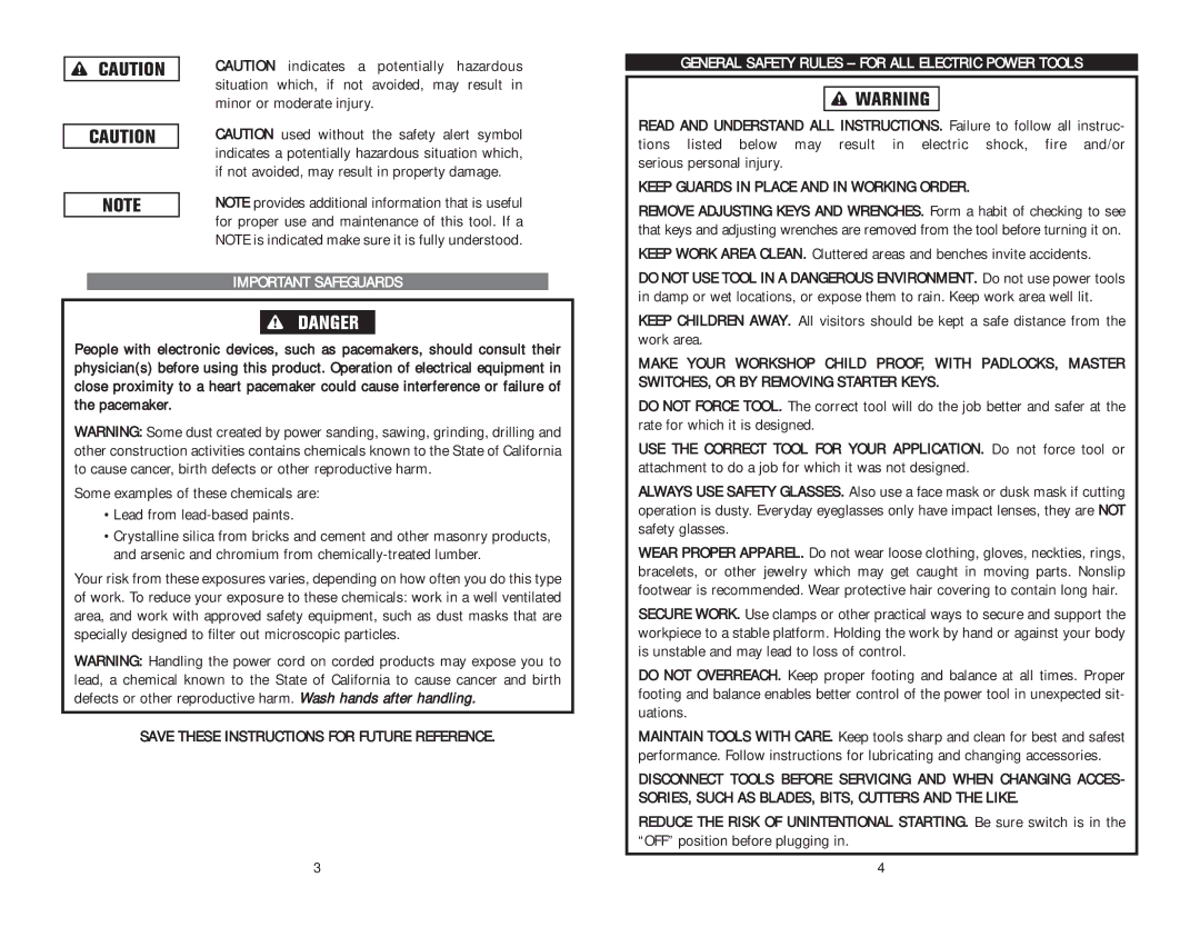 Kawasaki 691204 instruction manual Important Safeguards, Save These Instructions for Future Reference 