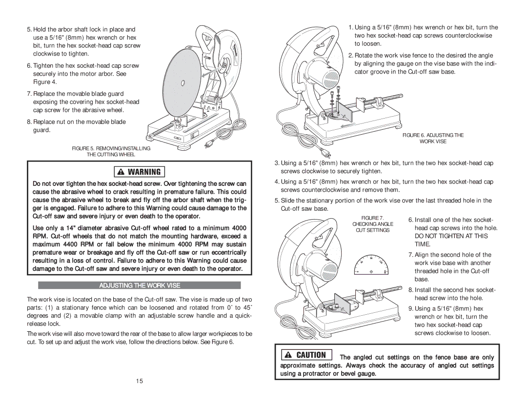 Kawasaki 691204 Replace nut on the movable blade guard, Adjusting the Work Vise, Do not Tighten AT this Time 