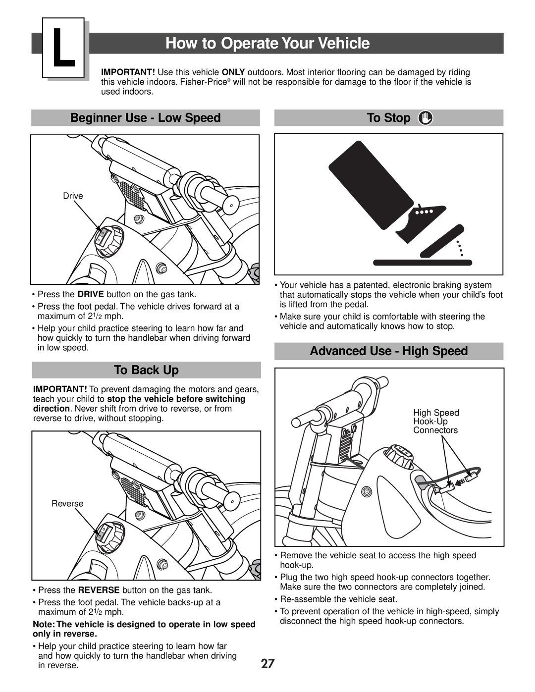 Kawasaki 73600 owner manual How to Operate Your Vehicle, Beginner Use Low Speed To Stop 