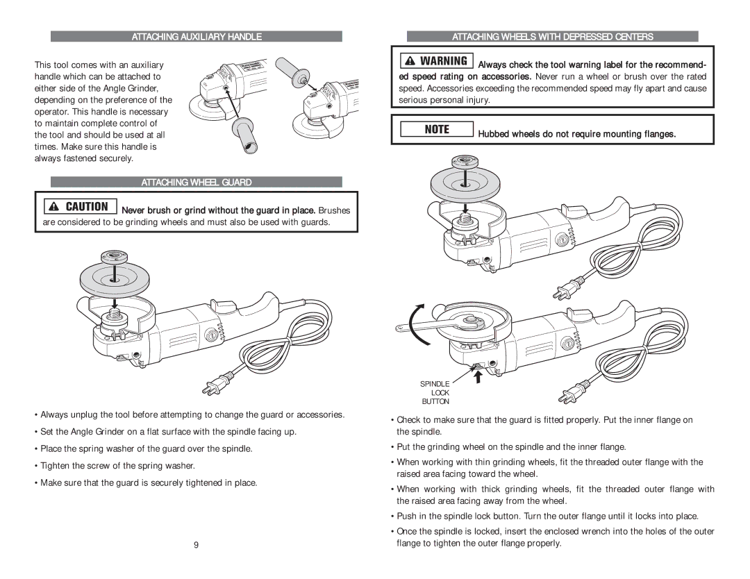 Kawasaki 840066 Attaching Auxiliary Handle, Attaching Wheel Guard, Attaching Wheels with Depressed Centers 