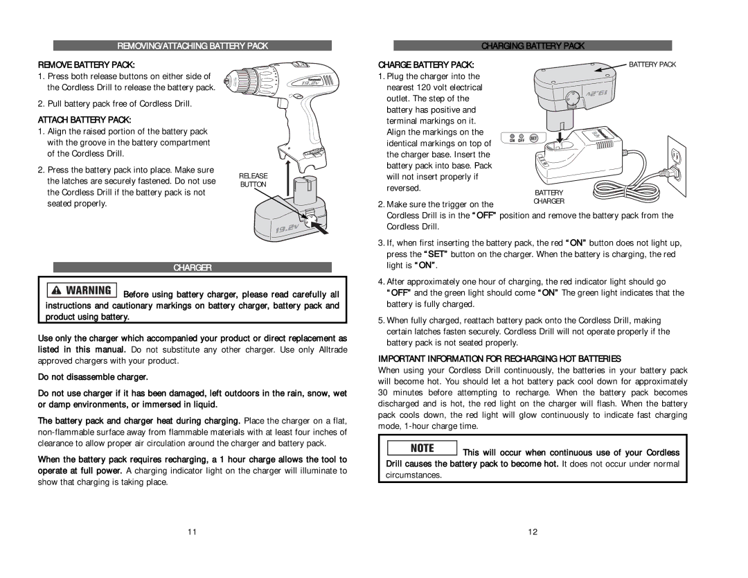 Kawasaki 840097 instruction manual REMOVING/ATTACHING Battery Pack, Charger 