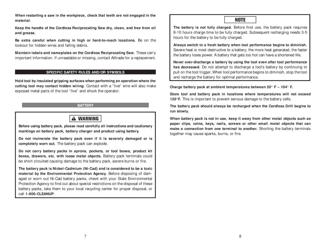 Kawasaki 840108 instruction manual Specific Safety Rules AND/OR Symbols, Battery 