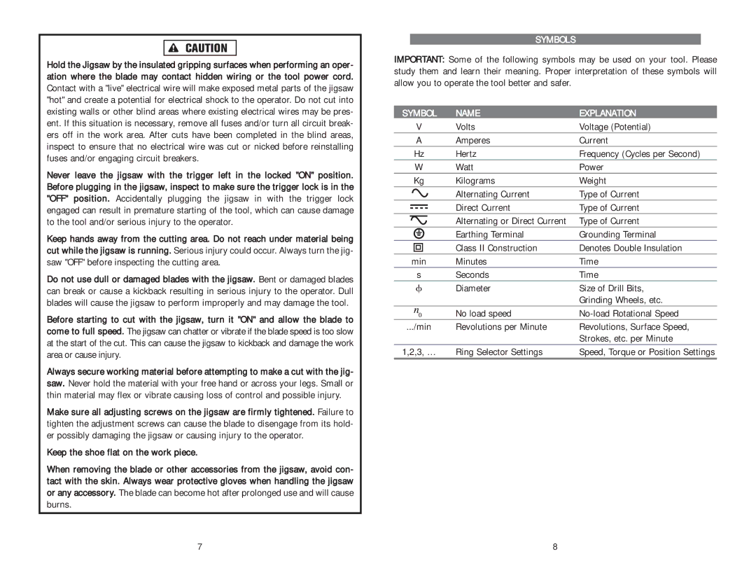 Kawasaki 840276 Symbols, Symbol Name Explanation, Volts Voltage Potential Amperes Current Hertz, Ring Selector Settings 