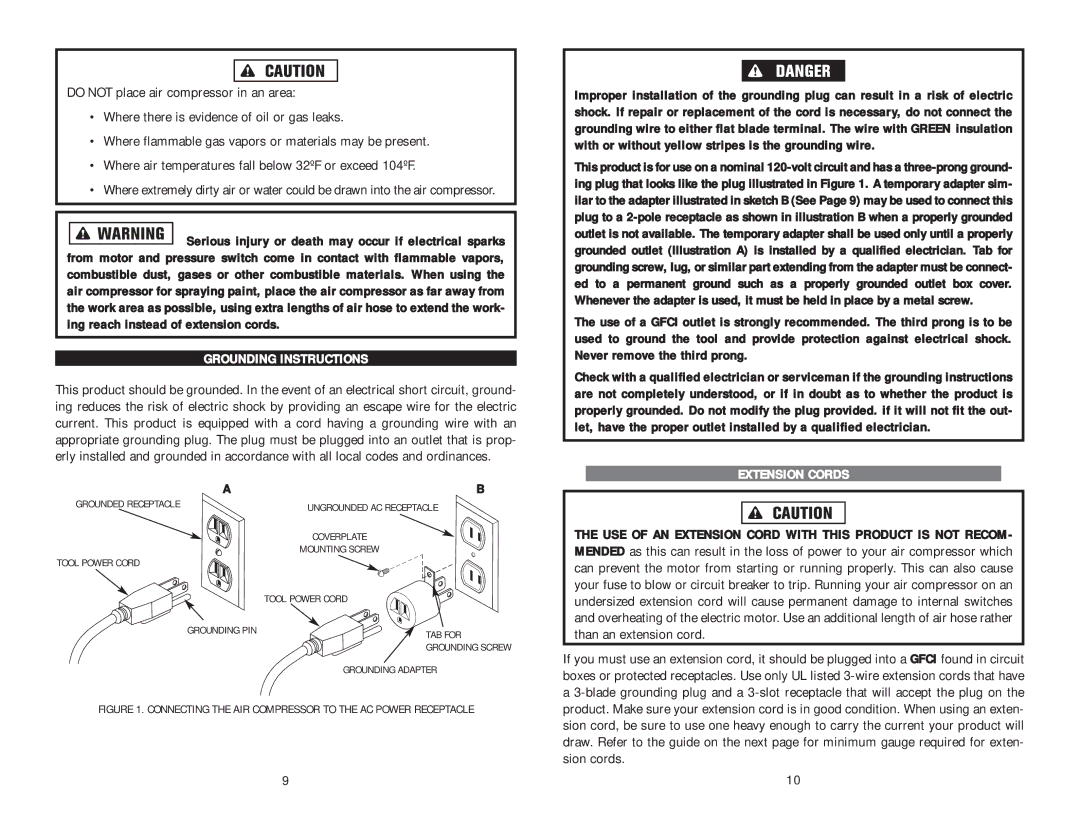 Kawasaki 840700 instruction manual Grounding Instructions, Extension Cords 