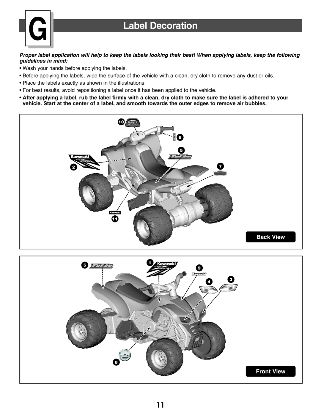 Kawasaki B9272 owner manual Label Decoration 