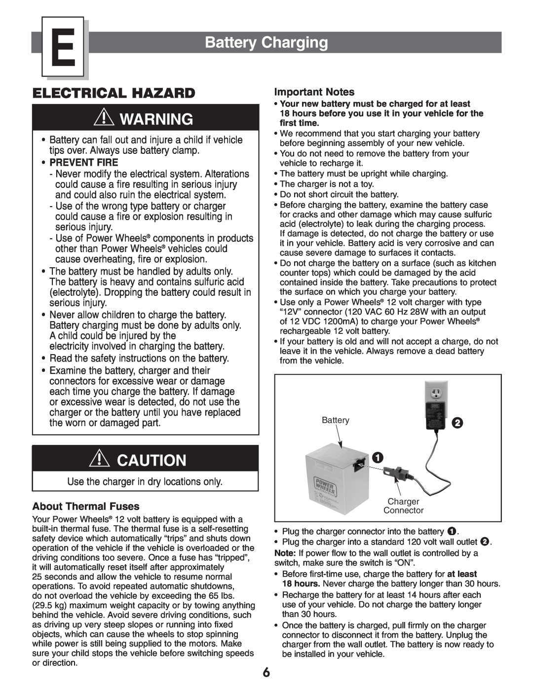 Kawasaki B9272 owner manual Battery Charging, Electrical Hazard 