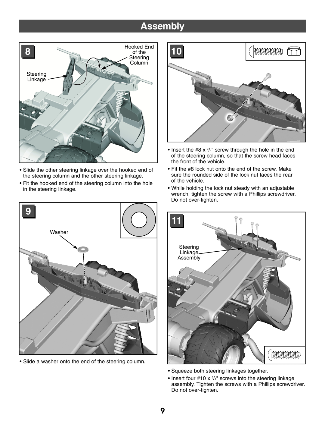Kawasaki B9272 owner manual Assembly, Hooked End 8of the Steering Column Steering Linkage 