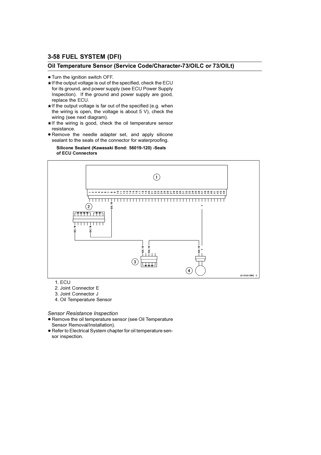 Kawasaki STX-15F service manual Sensor Resistance Inspection 