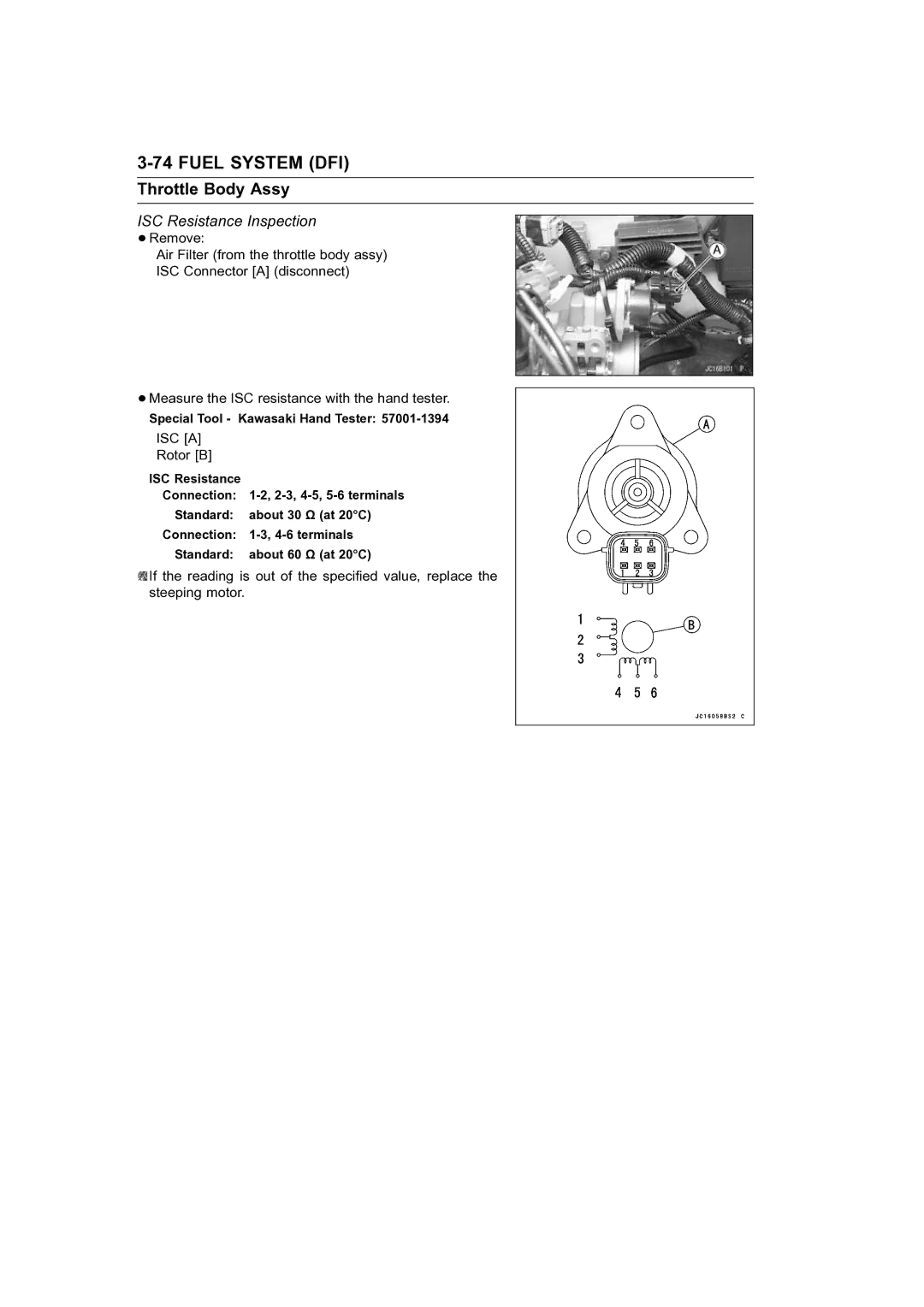 Kawasaki STX-15F service manual ISC Resistance Inspection, ISC a 