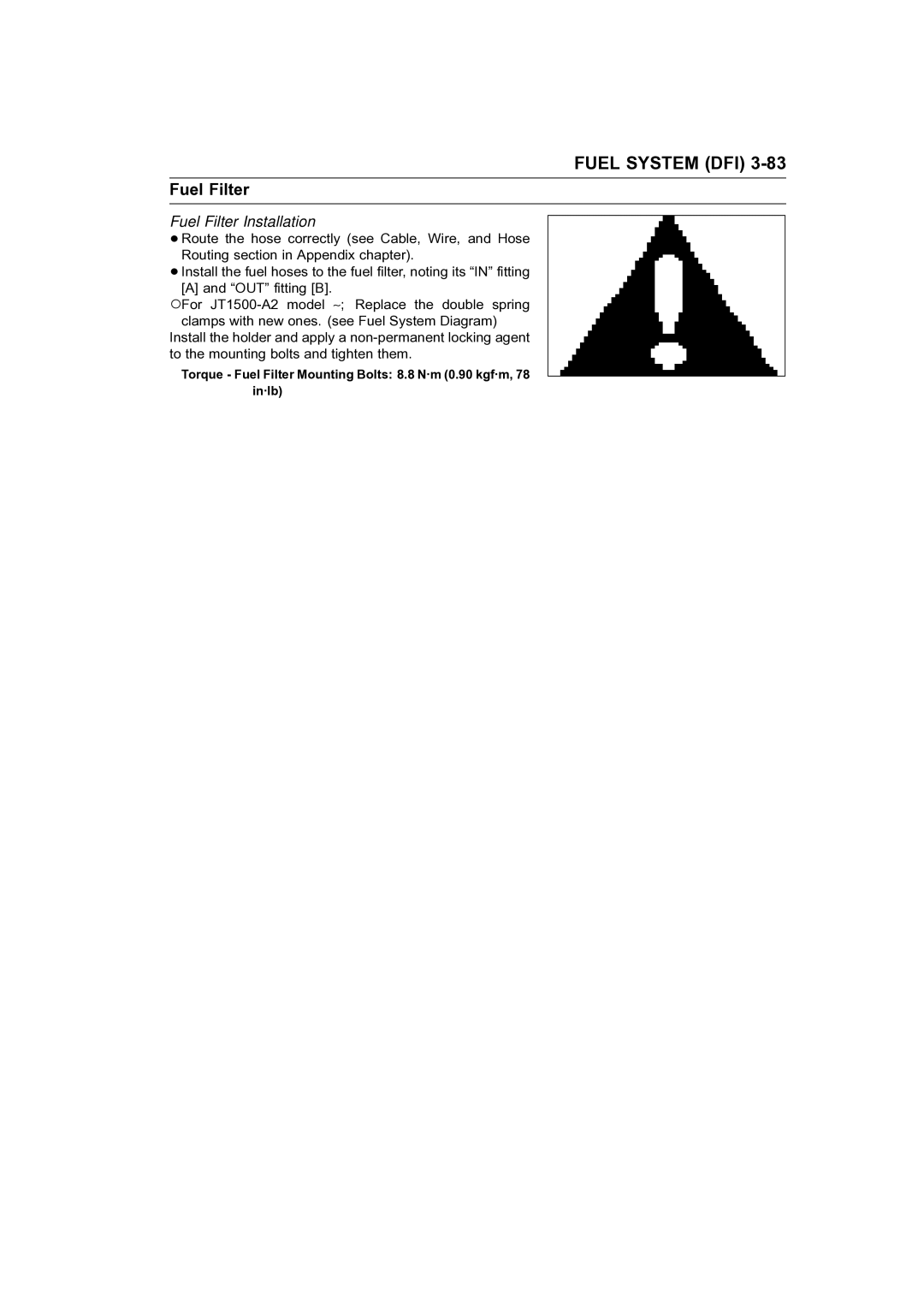 Kawasaki STX-15F service manual Fuel Filter Installation 