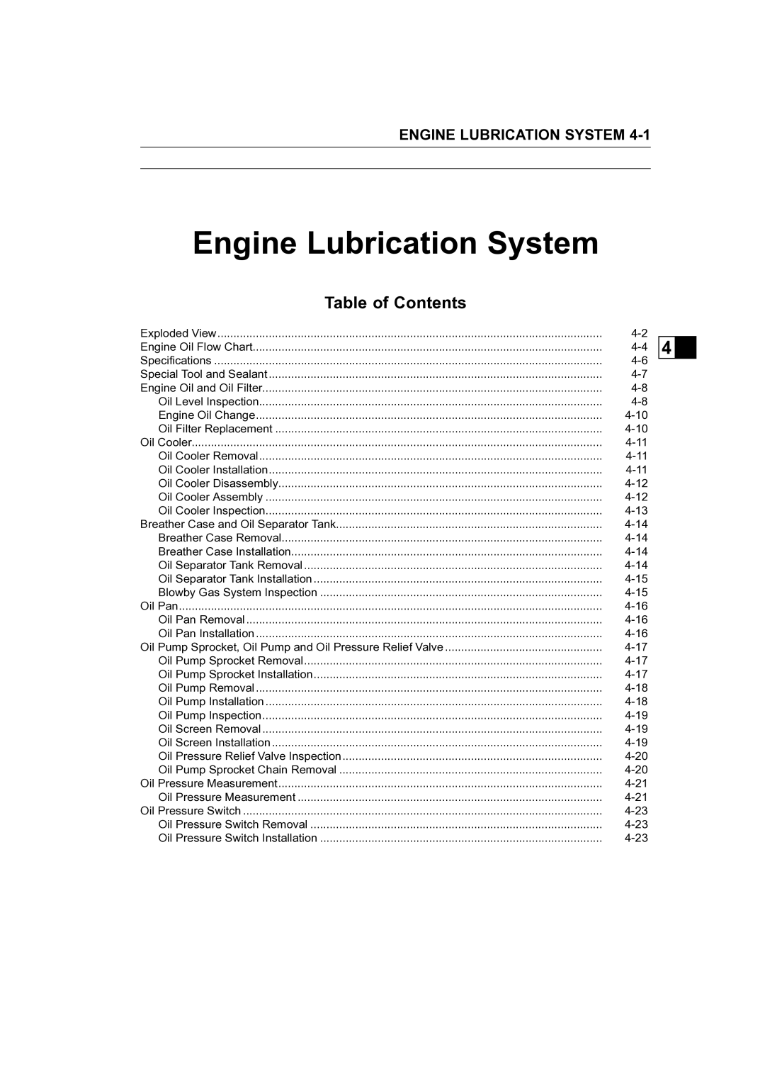 Kawasaki STX-15F service manual Engine Lubrication System 