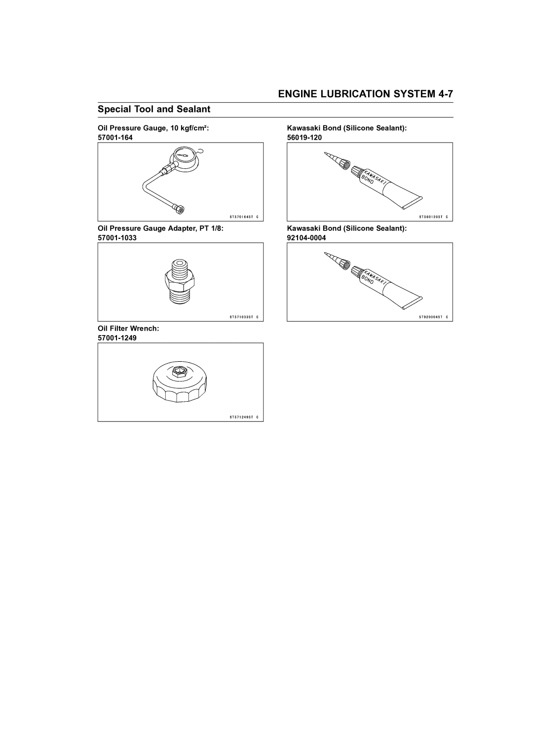 Kawasaki STX-15F service manual Special Tool and Sealant 