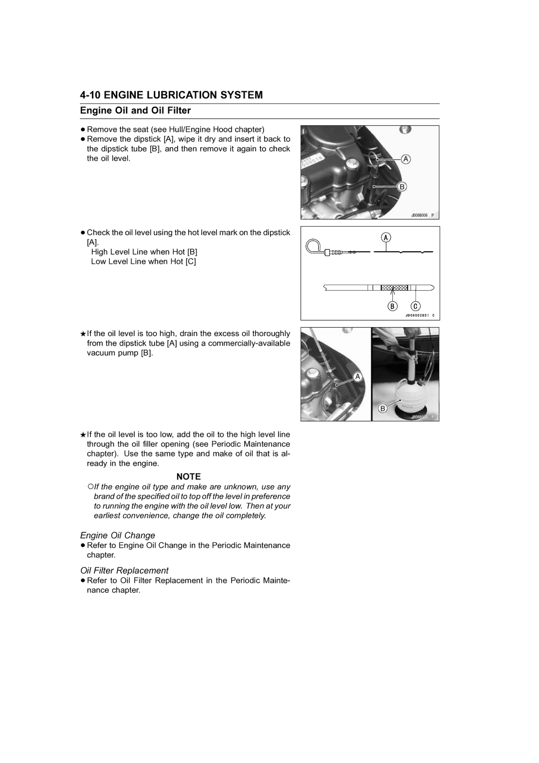 Kawasaki STX-15F service manual Engine Oil Change, Oil Filter Replacement 