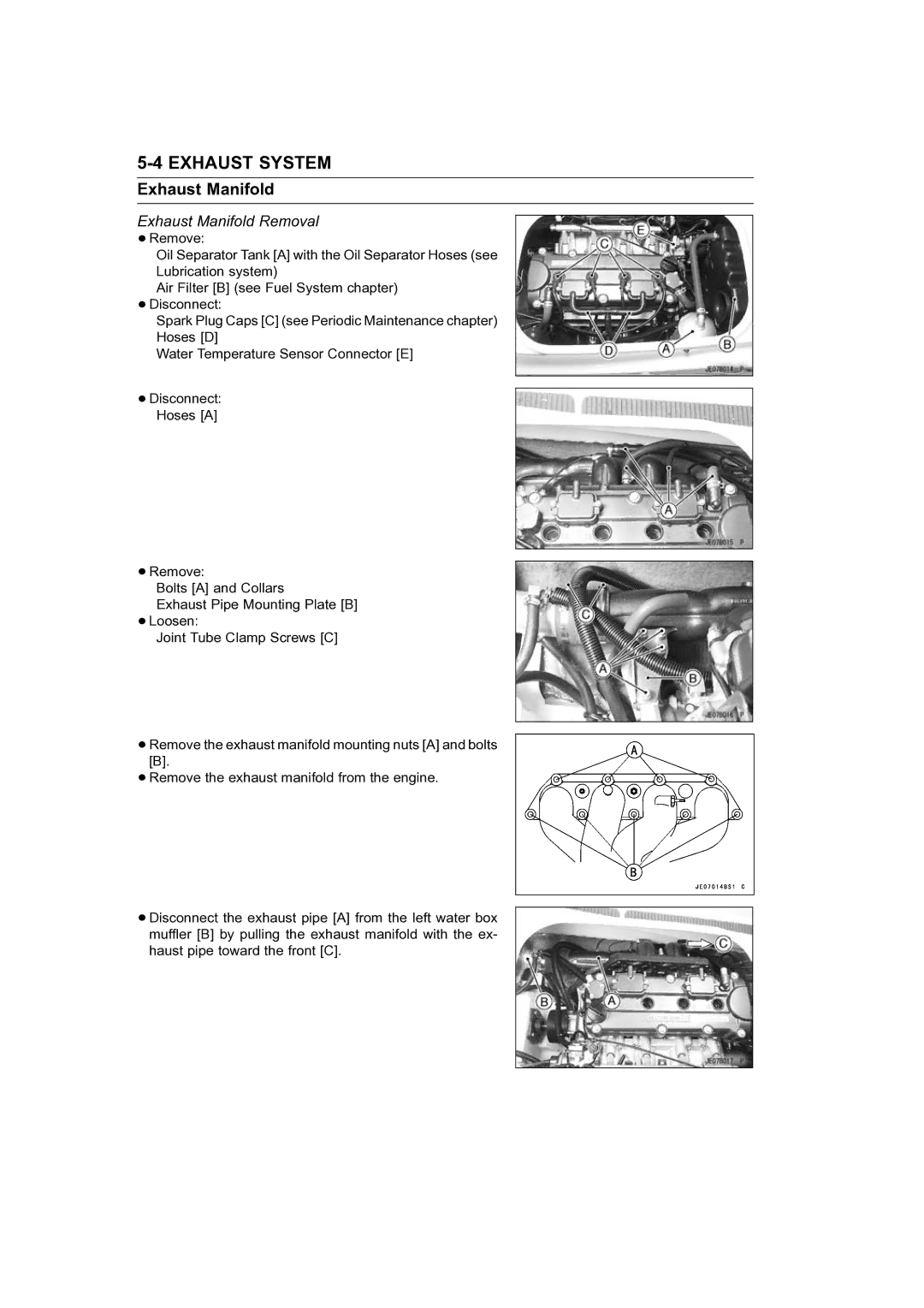 Kawasaki STX-15F service manual Exhaust Manifold Removal 