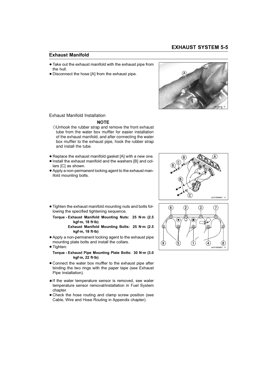 Kawasaki STX-15F service manual Exhaust Manifold Installation 