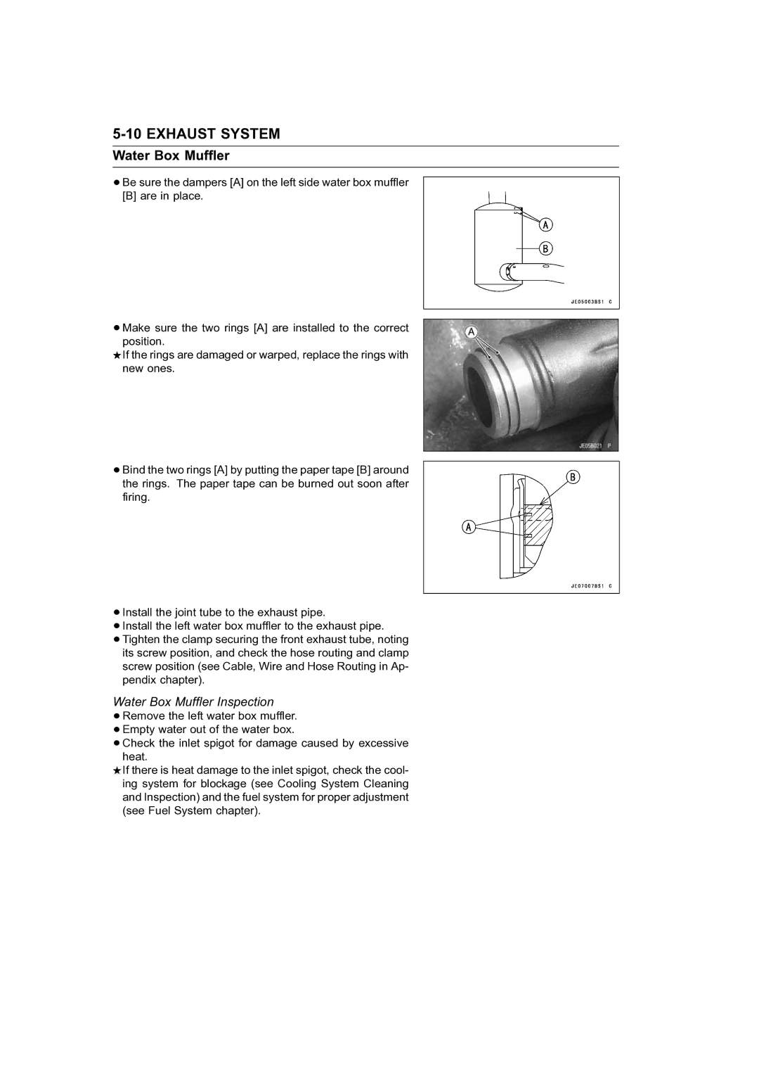 Kawasaki STX-15F service manual Water Box Muffler Inspection 