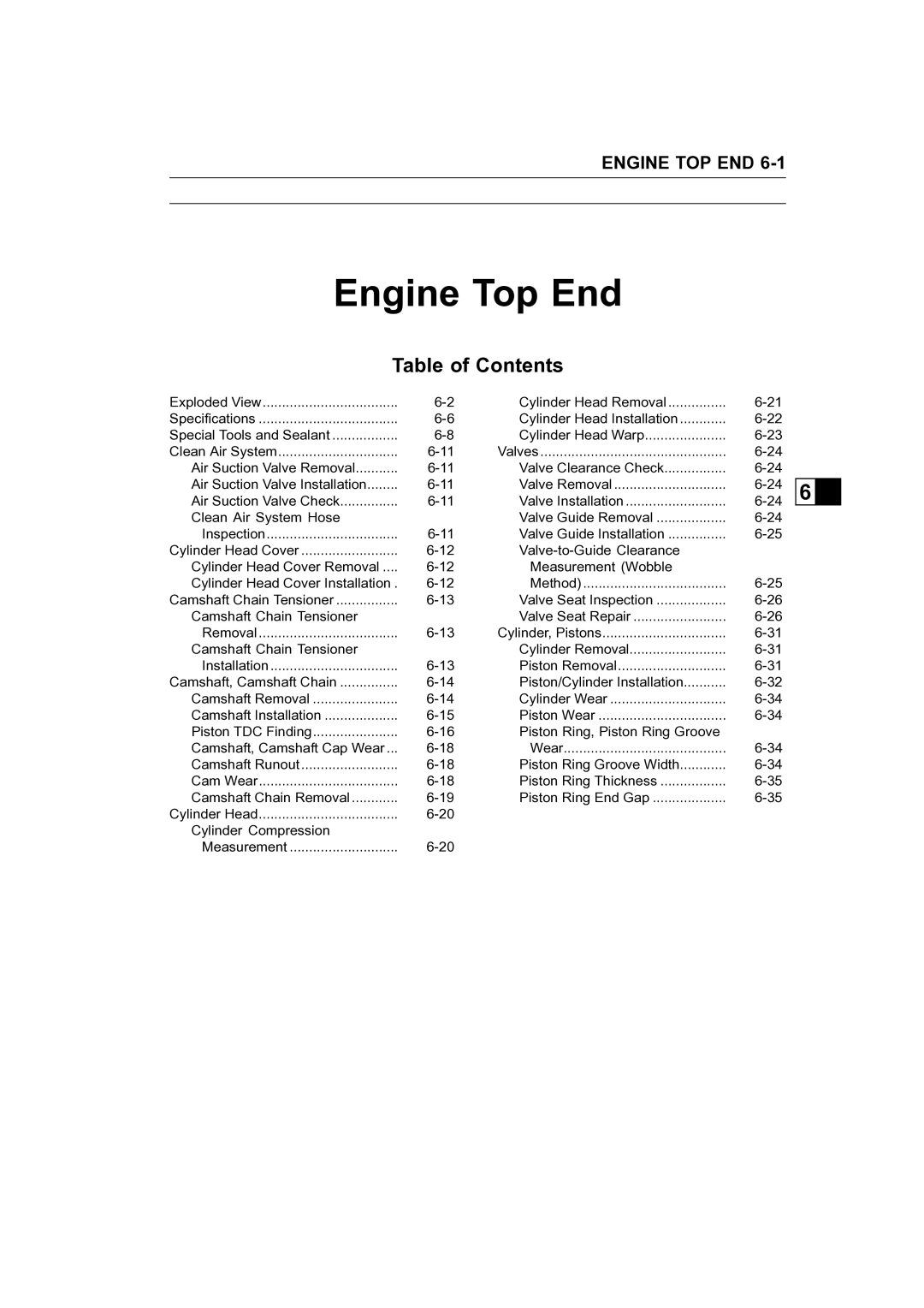 Kawasaki STX-15F service manual Engine Top End 