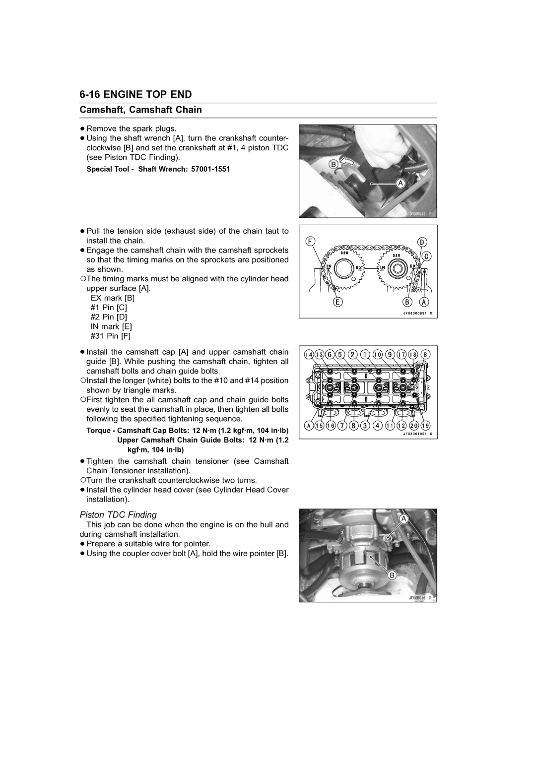 Kawasaki STX-15F service manual Piston TDC Finding 