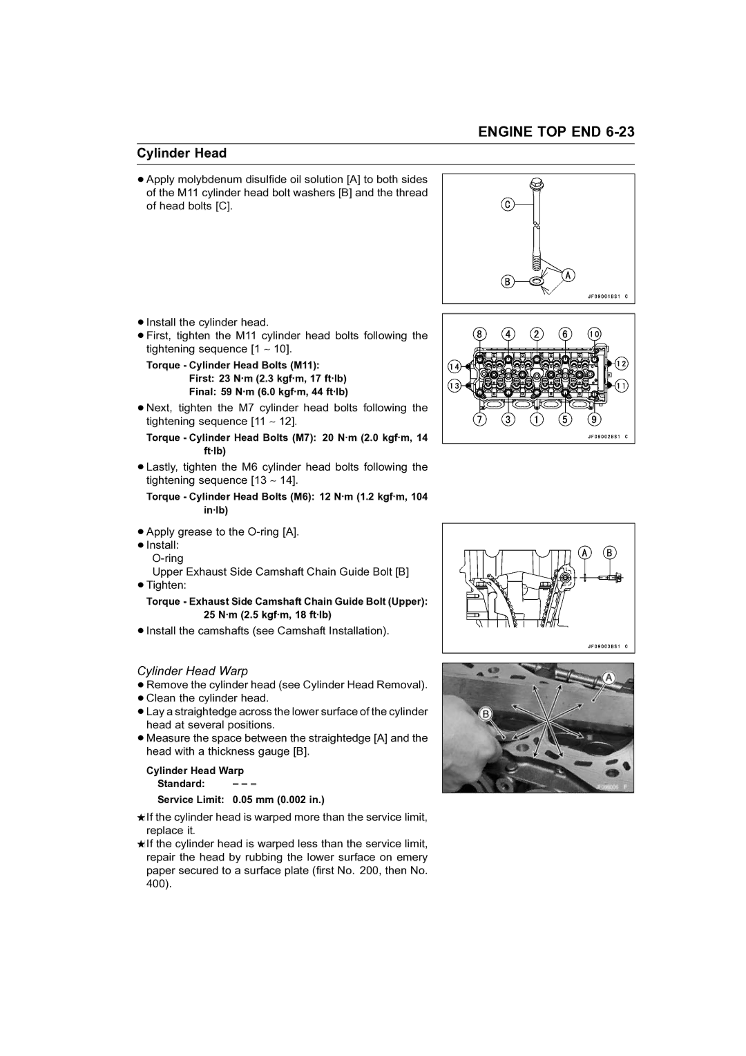 Kawasaki STX-15F service manual Cylinder Head Warp 