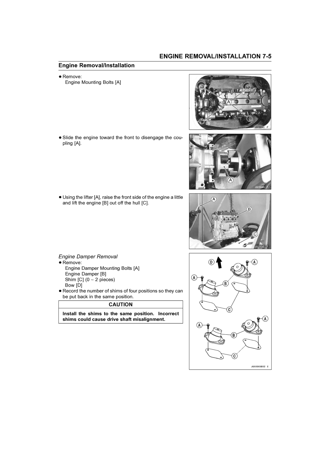 Kawasaki STX-15F service manual Engine Damper Removal 