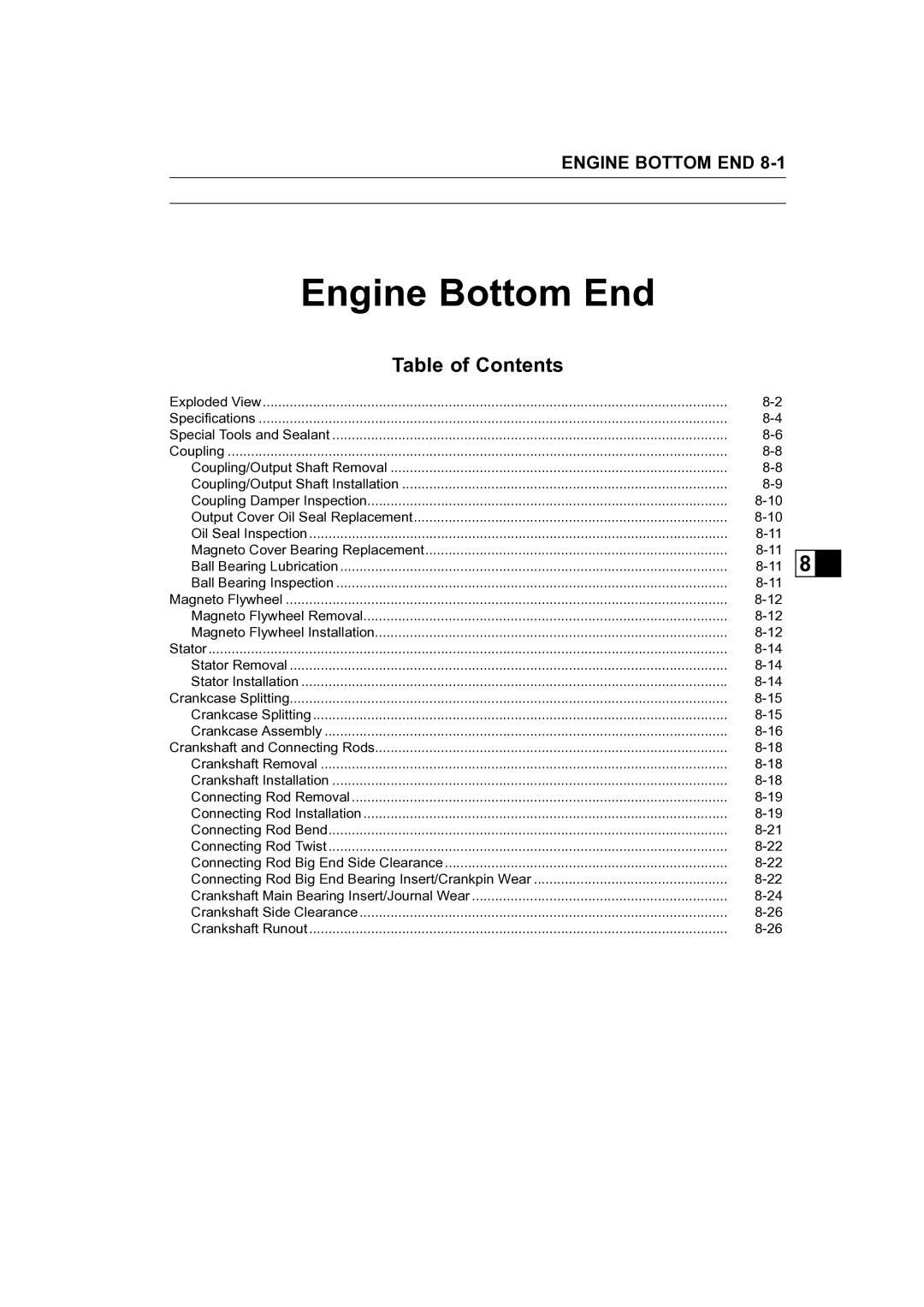 Kawasaki STX-15F service manual Engine Bottom End 