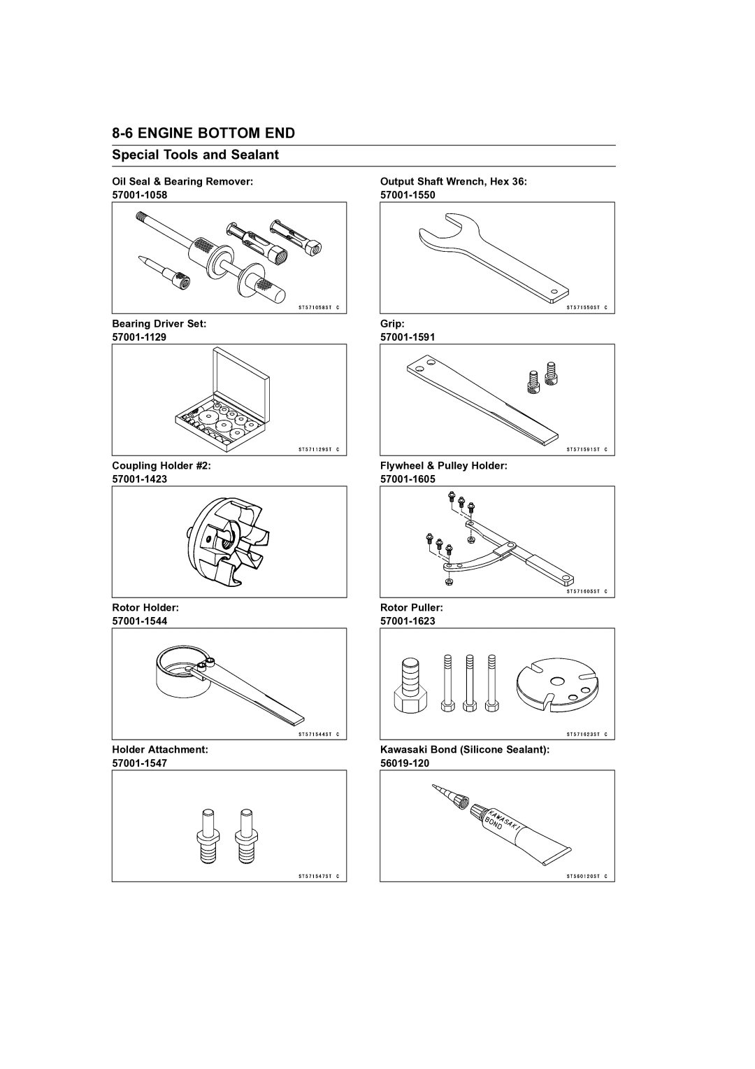 Kawasaki STX-15F service manual Special Tools and Sealant 