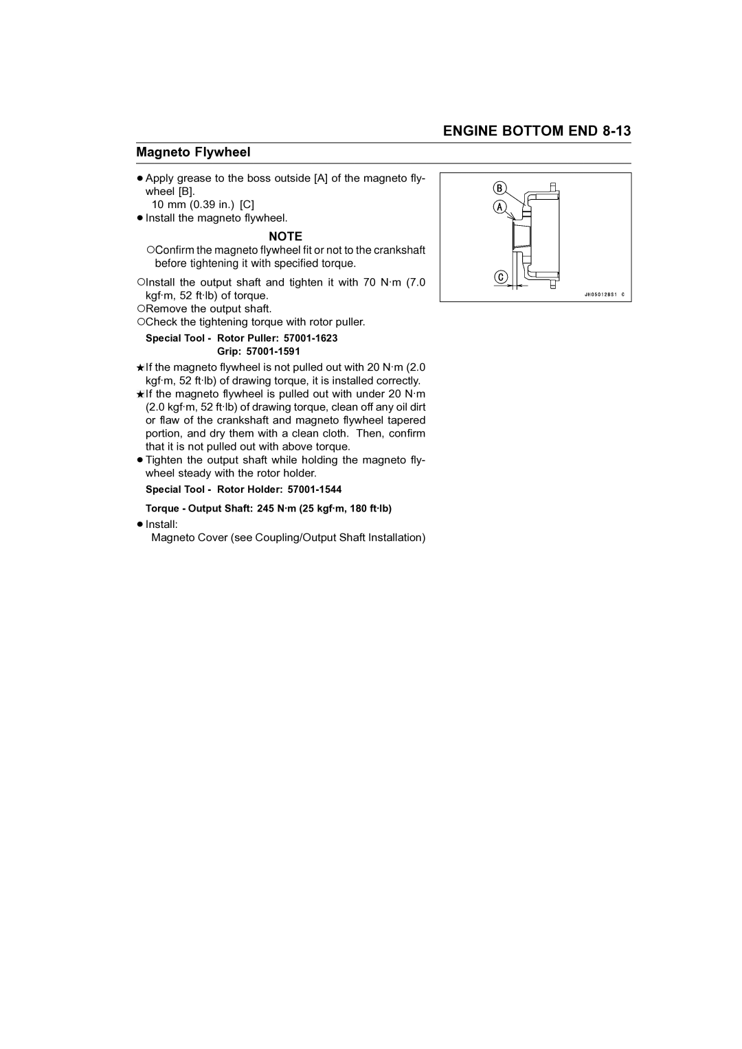 Kawasaki STX-15F service manual InstallMagneto Cover see Coupling/Output Shaft Installation 