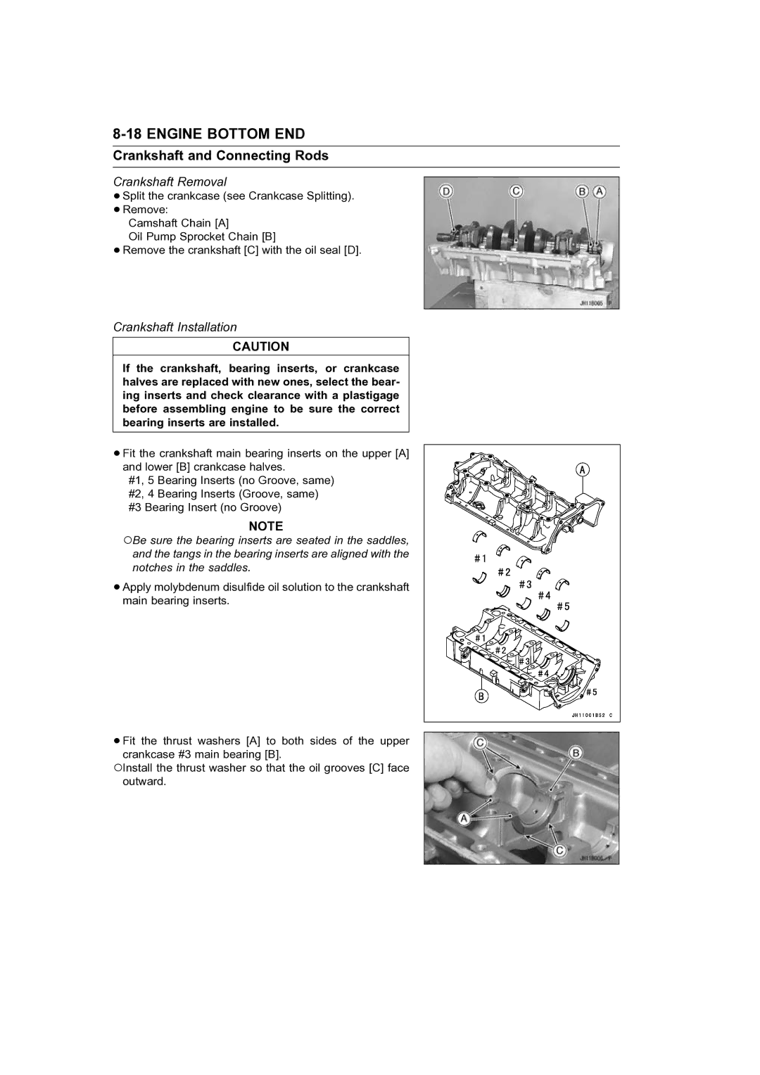 Kawasaki STX-15F service manual Crankshaft and Connecting Rods, Crankshaft Removal, Crankshaft Installation 