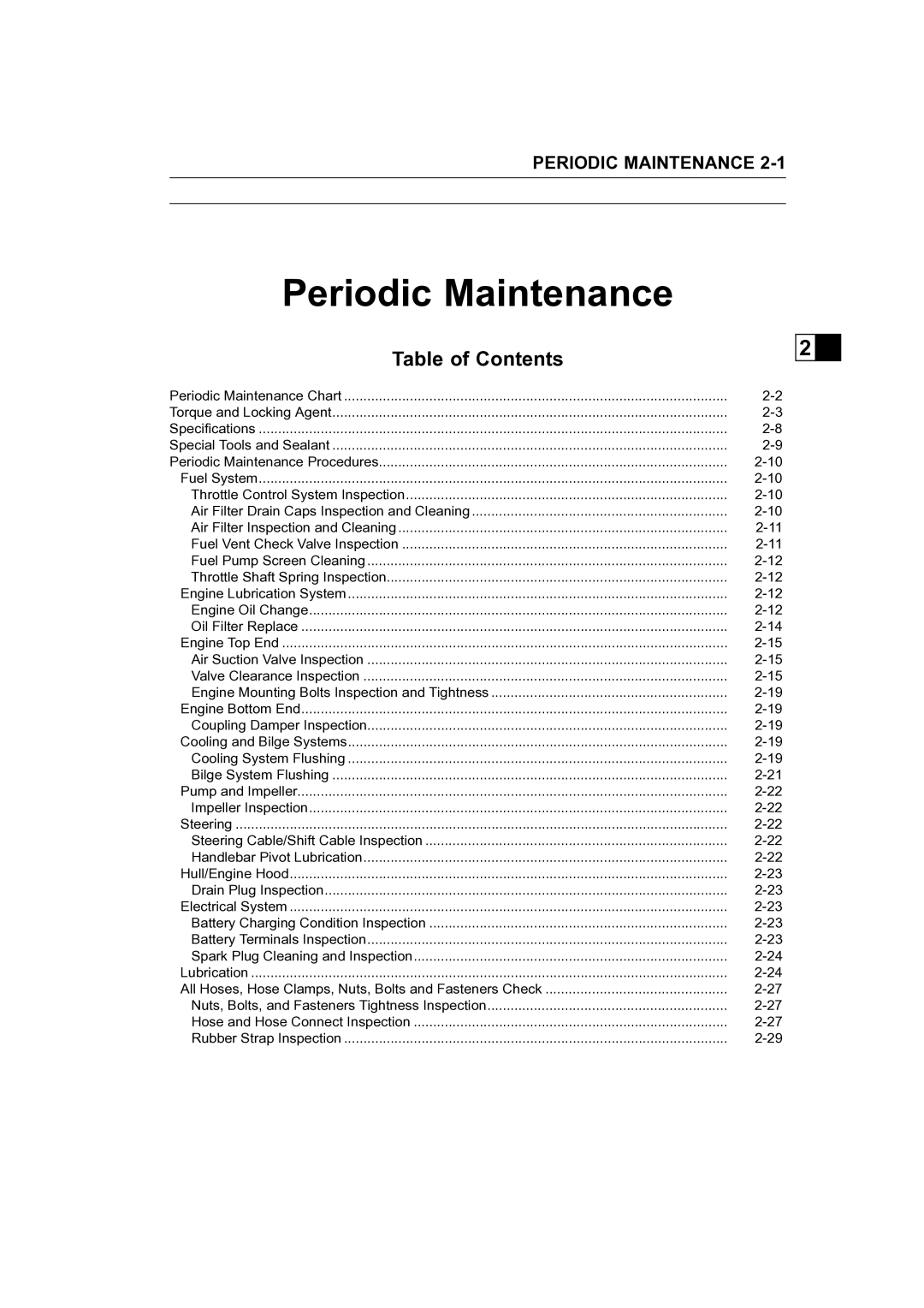 Kawasaki STX-15F service manual Periodic Maintenance 