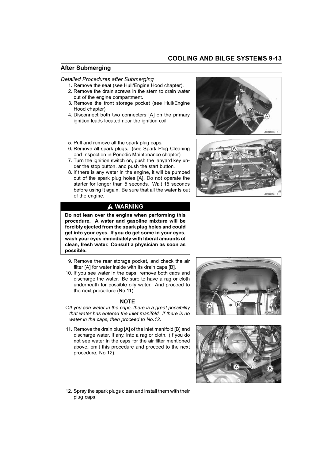 Kawasaki STX-15F service manual Detailed Procedures after Submerging 