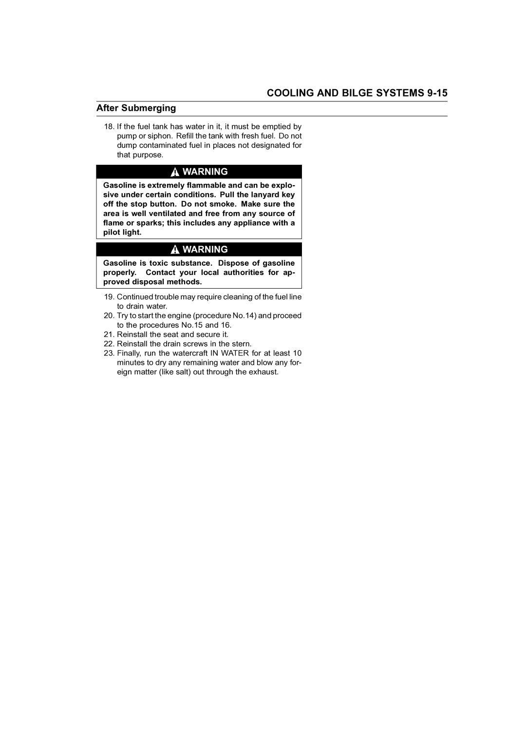 Kawasaki STX-15F service manual Cooling and Bilge Systems 