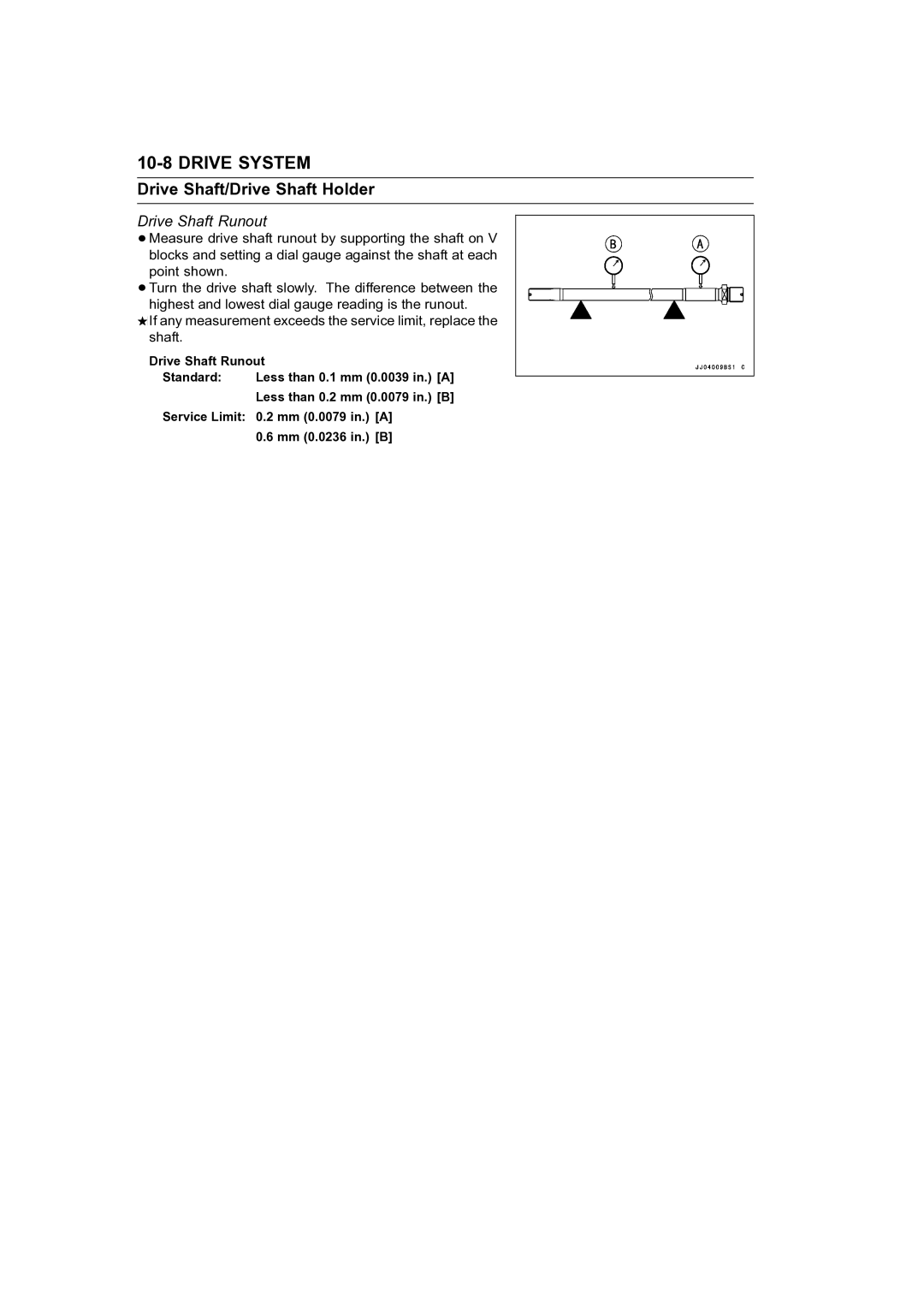 Kawasaki STX-15F service manual Drive Shaft Runout 